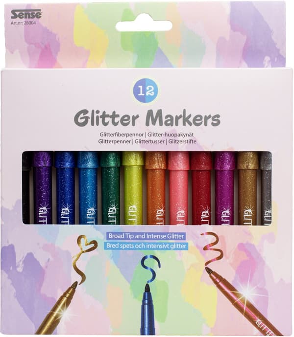 Glitterpenner 12 stk. Sense