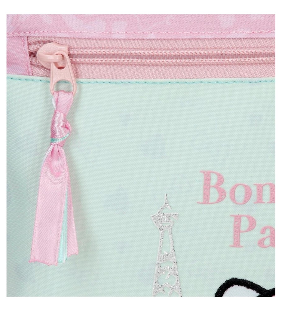 Mochila infantil Joumma Bags Hello Kitty Paris com rodas, turquesa - 23x28x10cm -