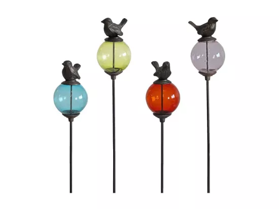 Set de 4 tuteurs boules colorées Animaux Oiseaux queues hautes
