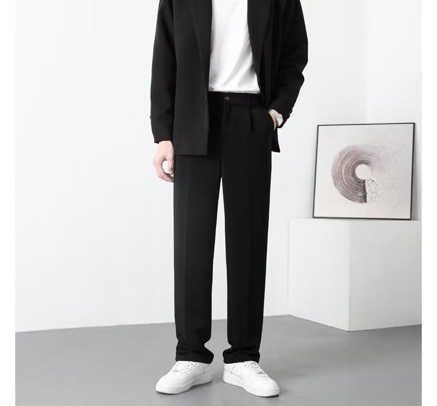 Lingaris - Mid Rise Plain Straight Leg Broek