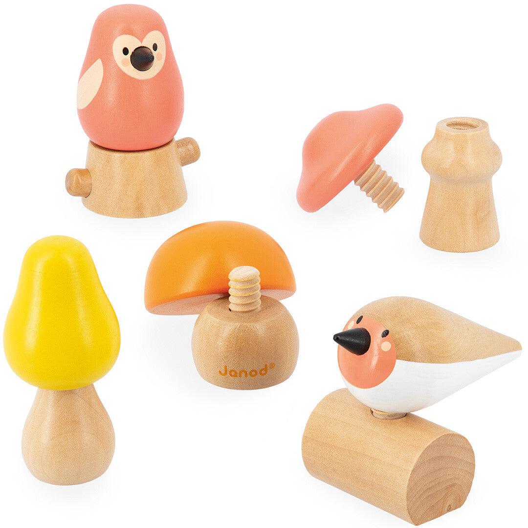 Janod wwf ik leer schroeven - vogels en paddenstoelen