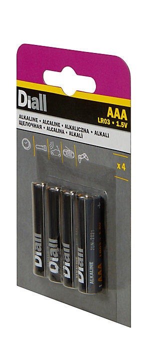 Pile alcaline AAA (LR03) Diall, lot de 4