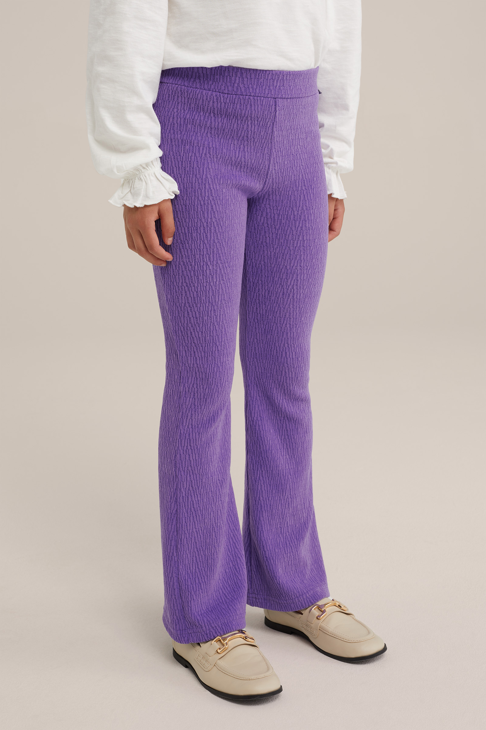 Meisjes flared legging met structuur WE Fashion Lavendel