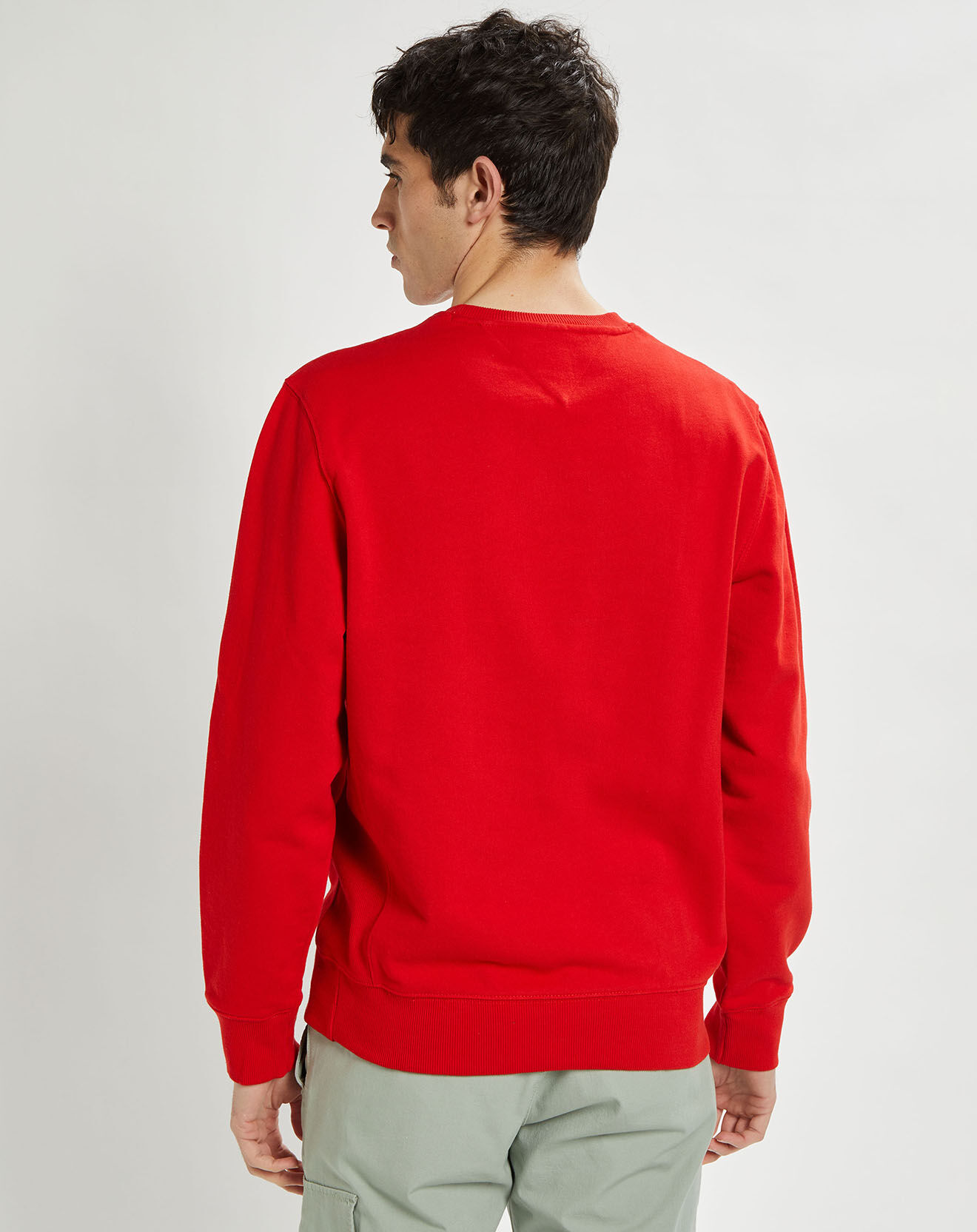 Tommy Jeans Sweat 100% Coton Bio timeless logo crew rouge