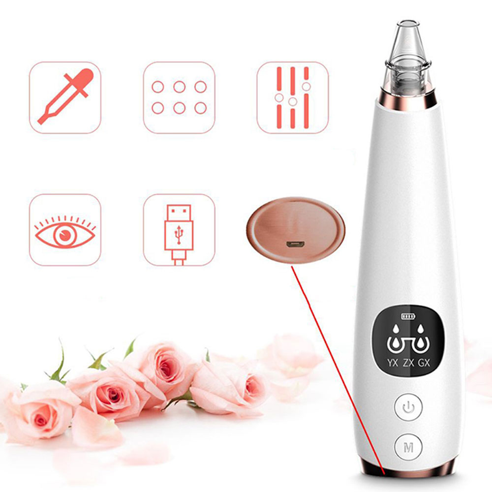 Blackhead Remover Elektrischer USB Gesichtsreiniger / Pflegepeeler / Mitesserentferner mit 3 Modis - Weiss