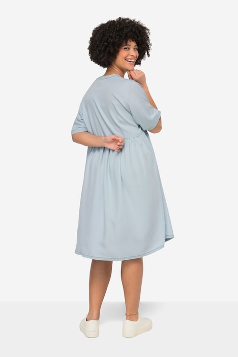 Kleid, Lyocell, Tunika-Ausschnitt, Halbarm