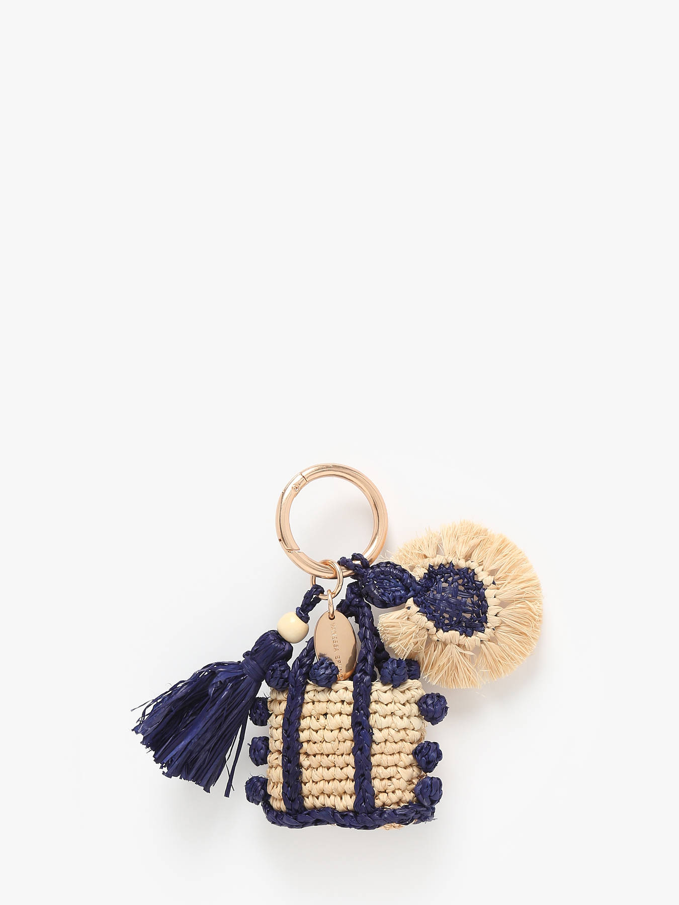 Porte-clefs Cabas Pompon raphia VANESSA BRUNO