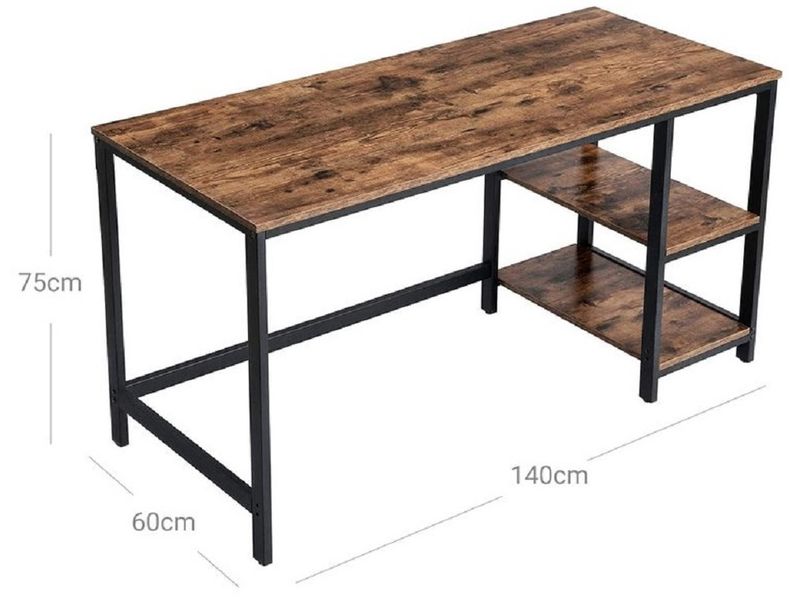 Songmics Tisch LWD55X Vintagebraun-Schwarz Industrie-Look Schreibtisch