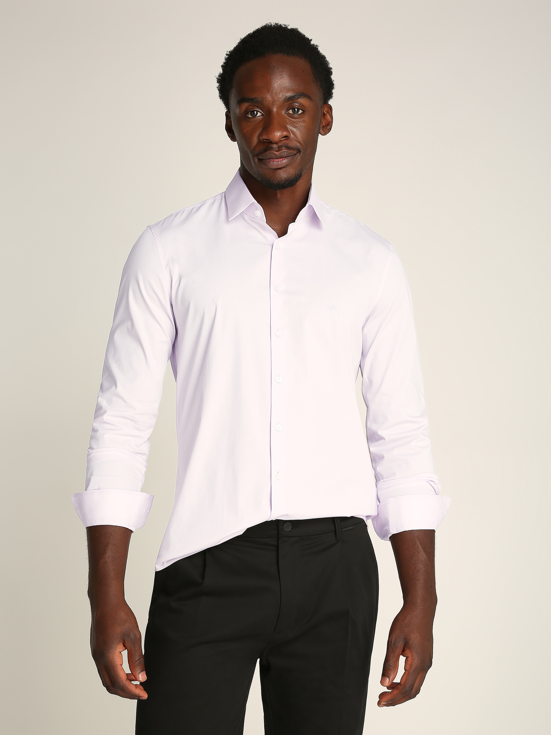 Calvin Klein Businesshemd »POPLIN STRETCH SLIM SHIRT«, mit Kentkragen, Logoprint auf Brusthöhe