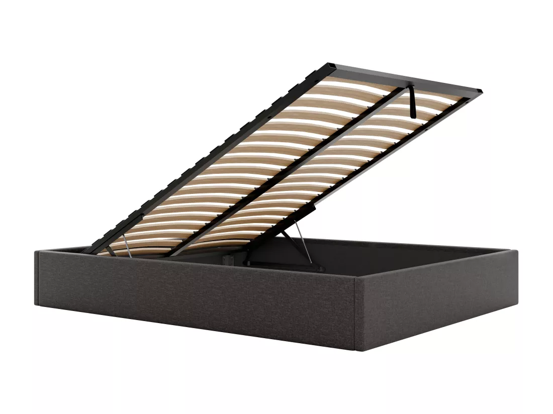 Sommier coffre 140 x 190 cm en tissu - Gris anthracite - PONTOS de YSMÉE