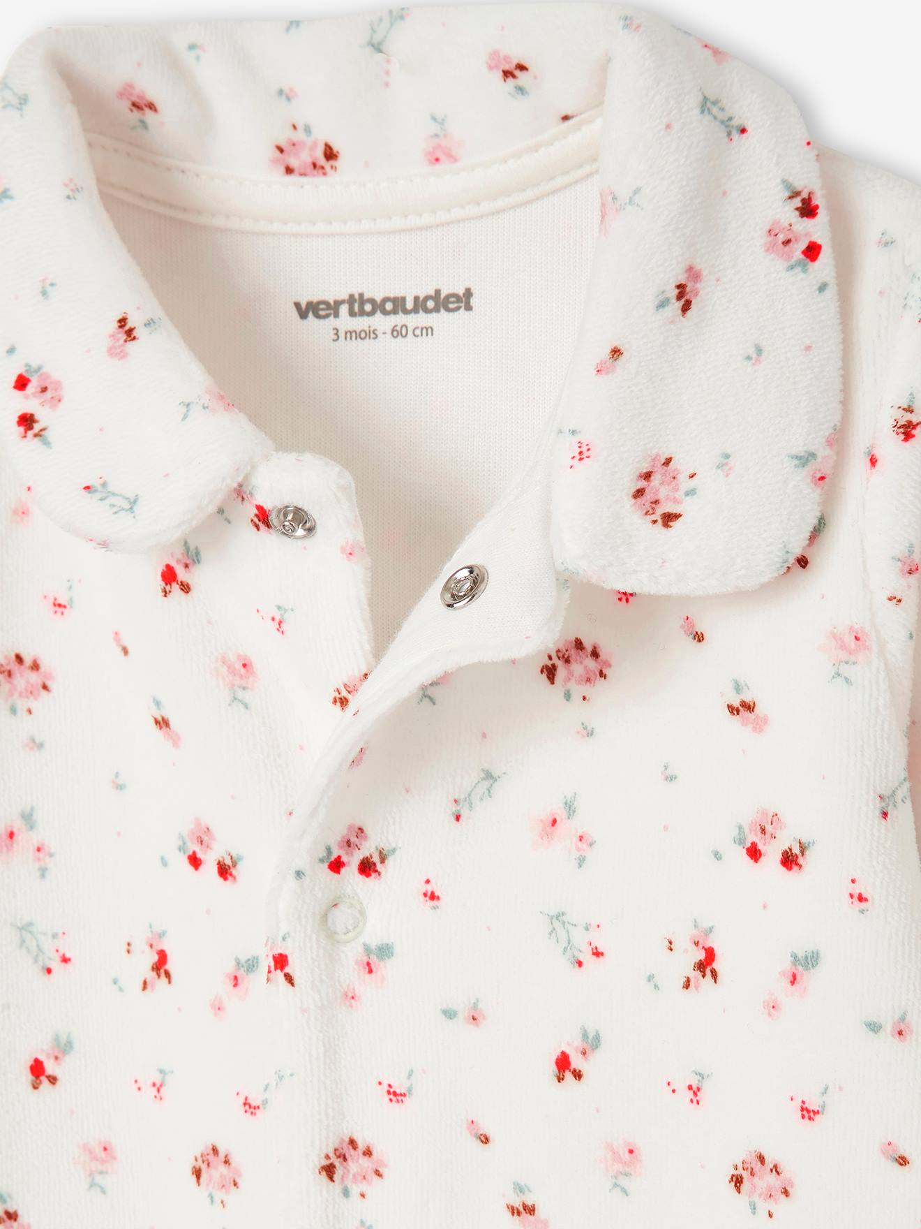 Conjunto de 2 macacões para bebê menina em veludo bicolor rosa médio/multicolorido