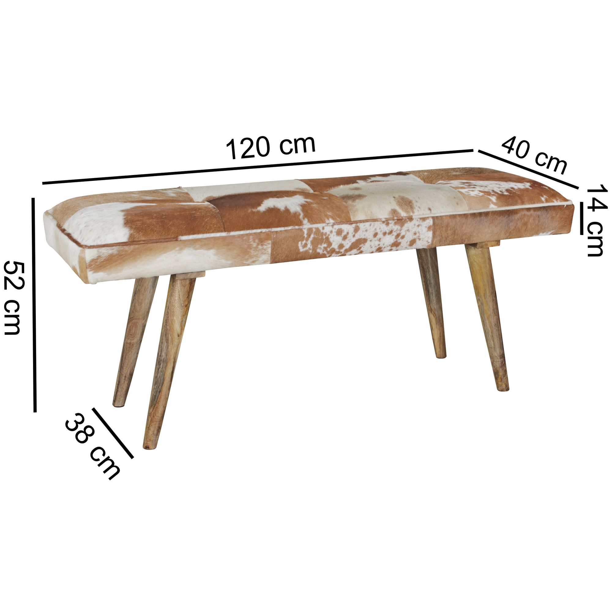 FineBuy Sitzbank Ziegenfell 120cm Flurbank Polsterbank Design Bank Fell Bettbank