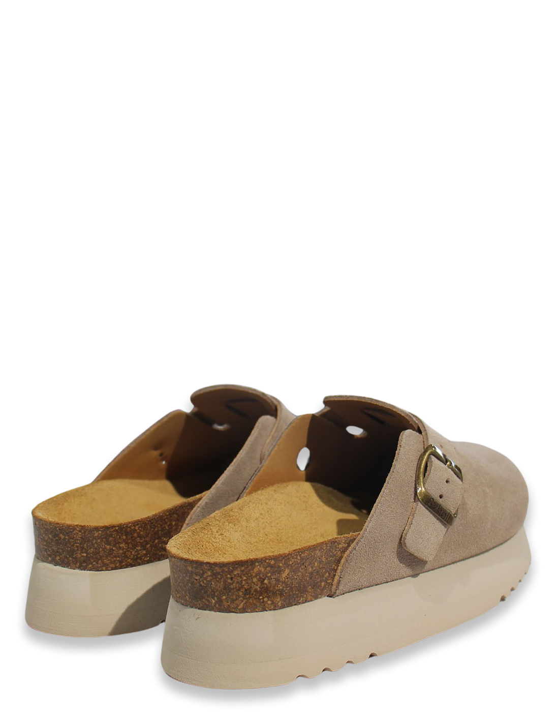 scholl Sabots Compensées Femme Justine Daim Beige