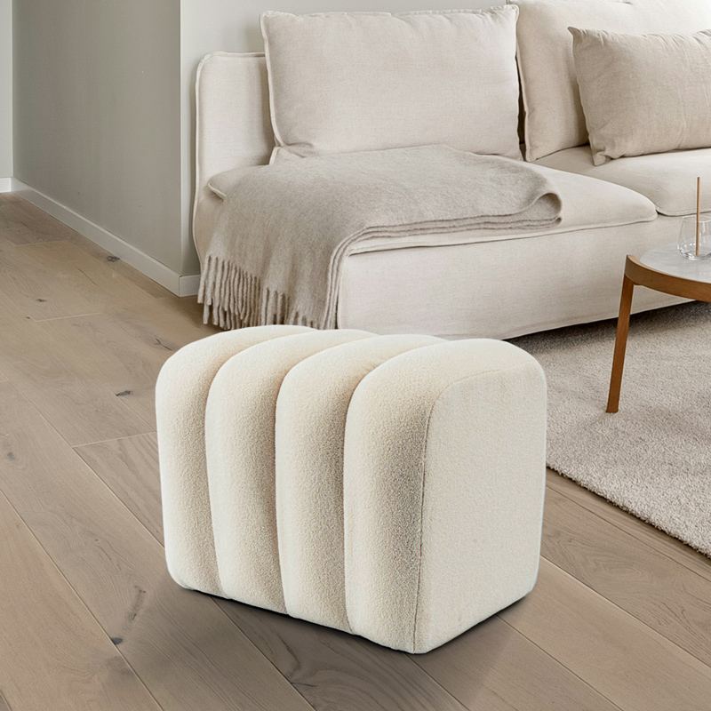 Pouf 'Nebraska' bouclettes blanc