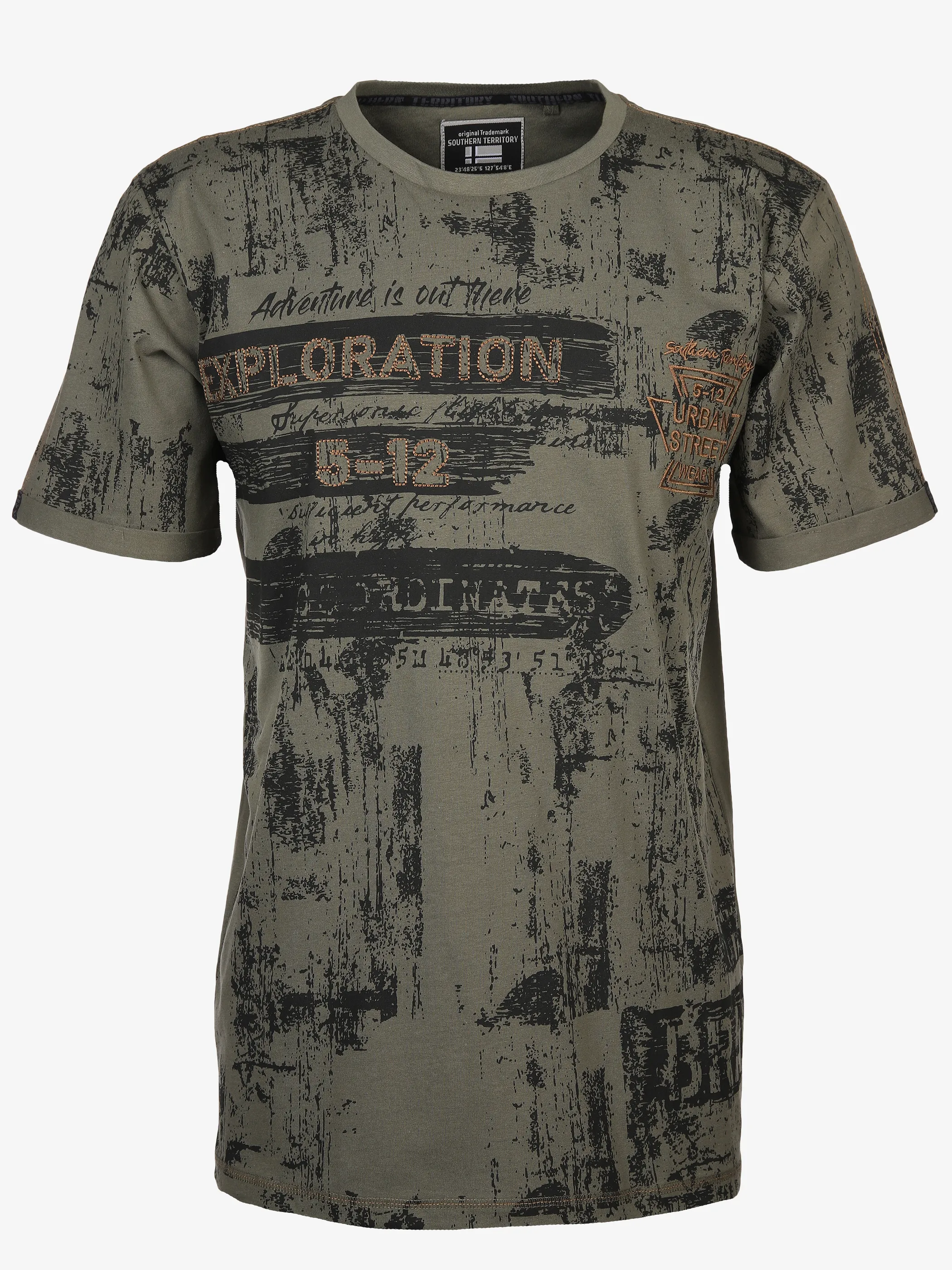Herren T-Shirt mit Alloverprint und Stickerei