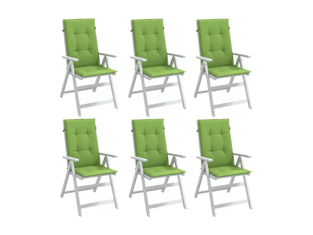 Coussins de chaise à dossier haut lot de 6 vert mélangé tissu