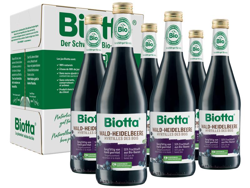 Biotta Säfte Wald-Heidelbeere Bio 6 x 0.5 l Fruchtsaft aus erntefrischen Bio-Heidelbeeren