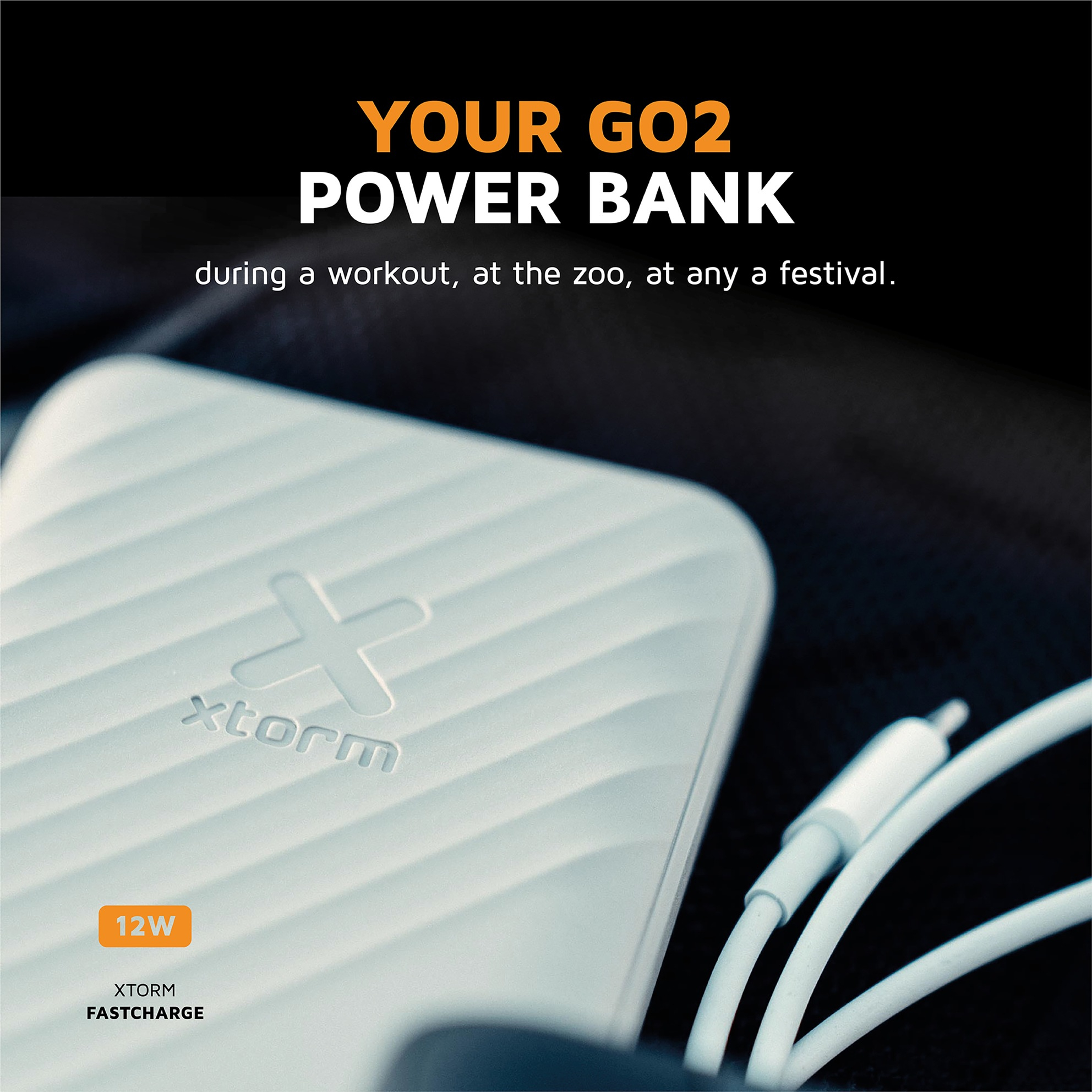 (12W) 5000mAh Go2 Series USB C / USB A Powerbank Fast Charge Ladegerät (XG2050) - Ash White