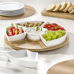 Set de service SUSAN, en bois/porcelaine, 7 pièces