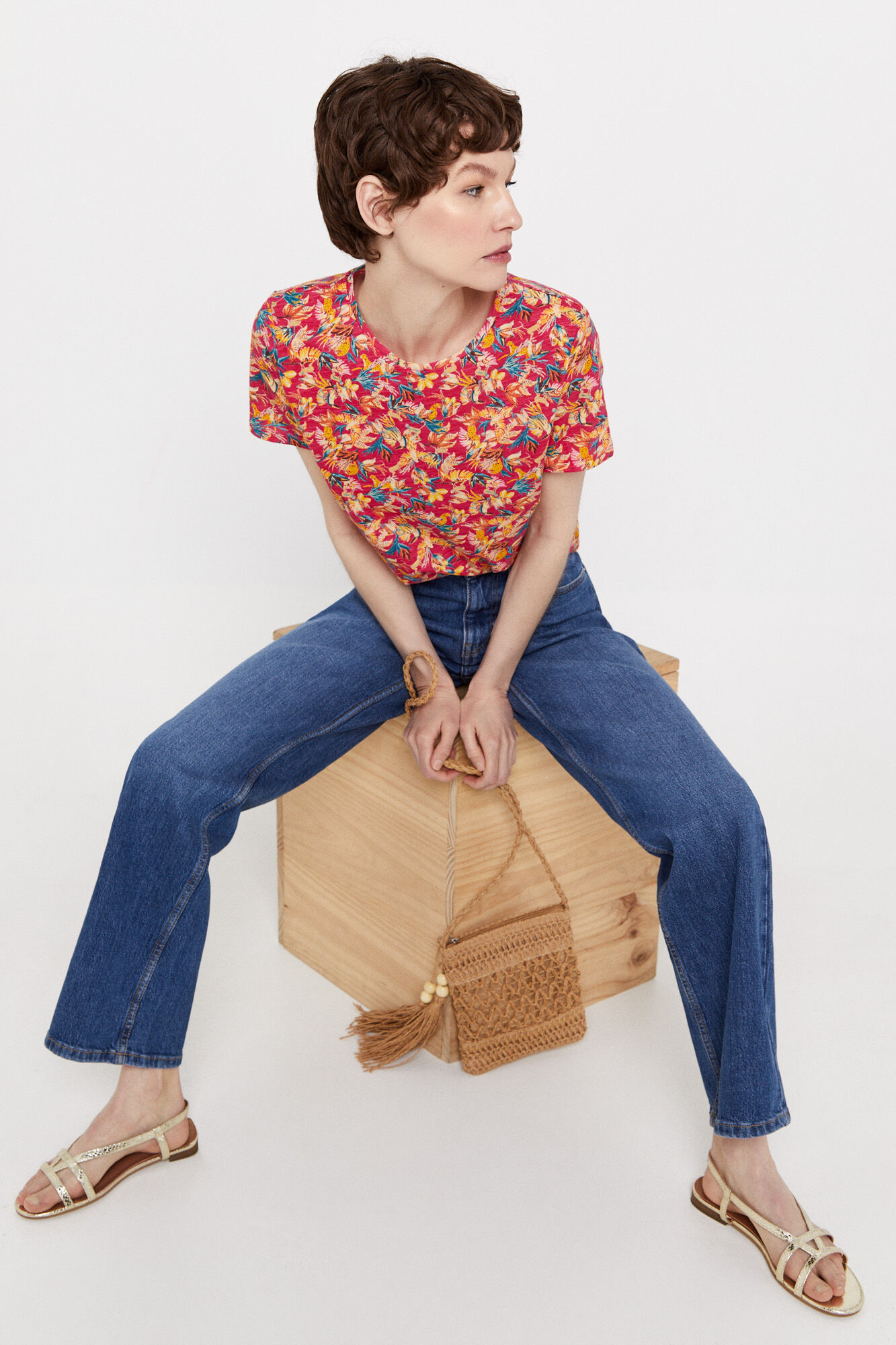 Camiseta com estampa de selva - Multicolorida