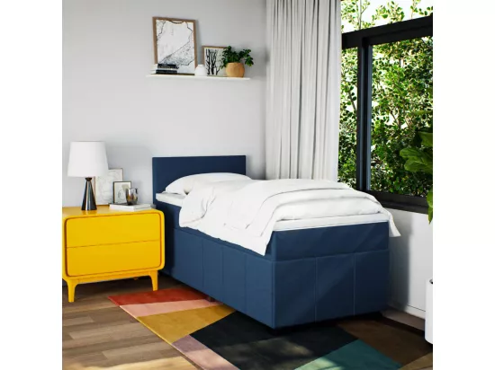 Sommier à lattes de lit avec matelas Bleu 90x190 cm Tissu