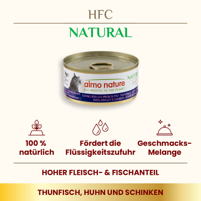 Almo Nature HFC Natural Thunfisch, Huhn & Schinken 70g
