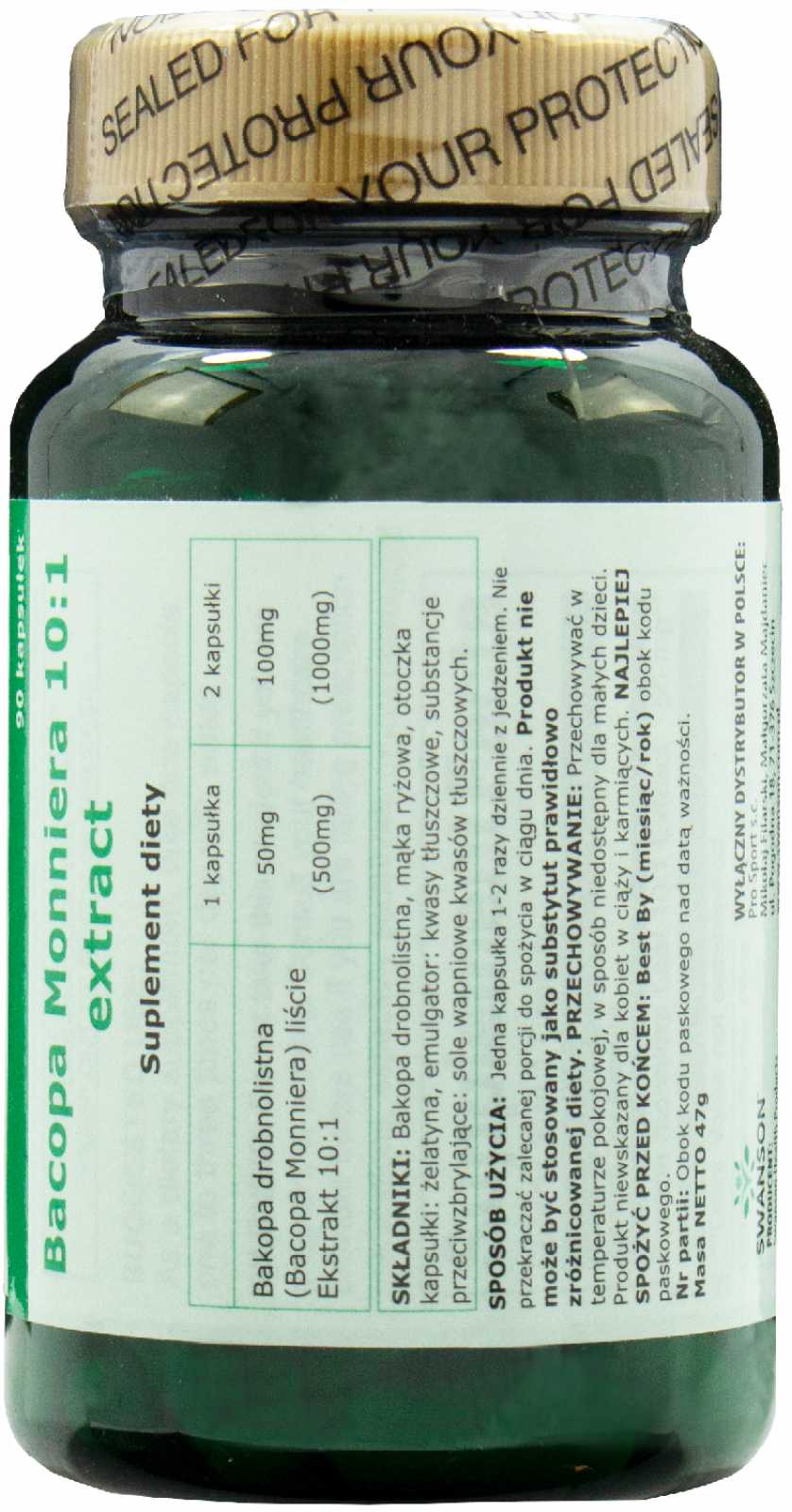 Swanson Bacopa Monniera de espectro completo 50mg 90 cápsulas