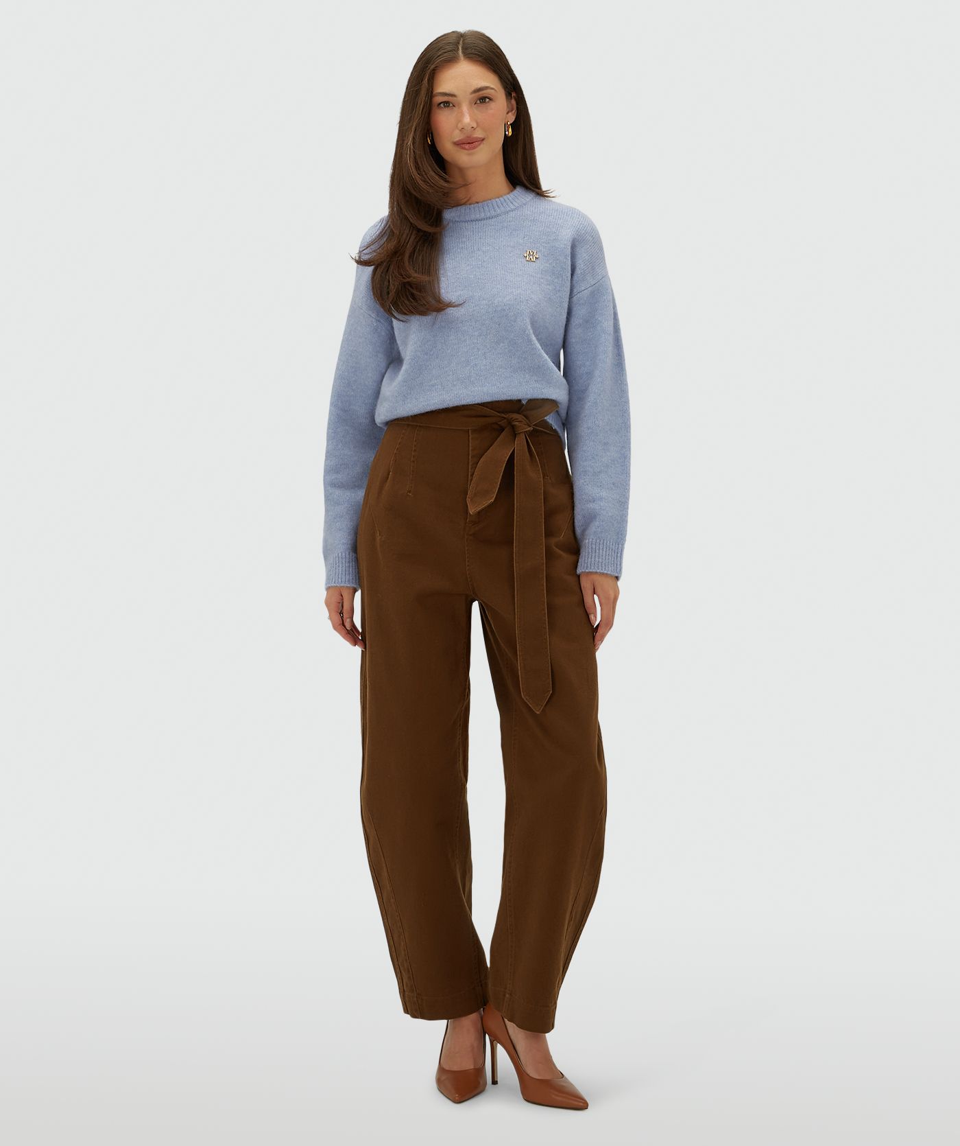 JV-KIAN high rise balloon fit broek - brown