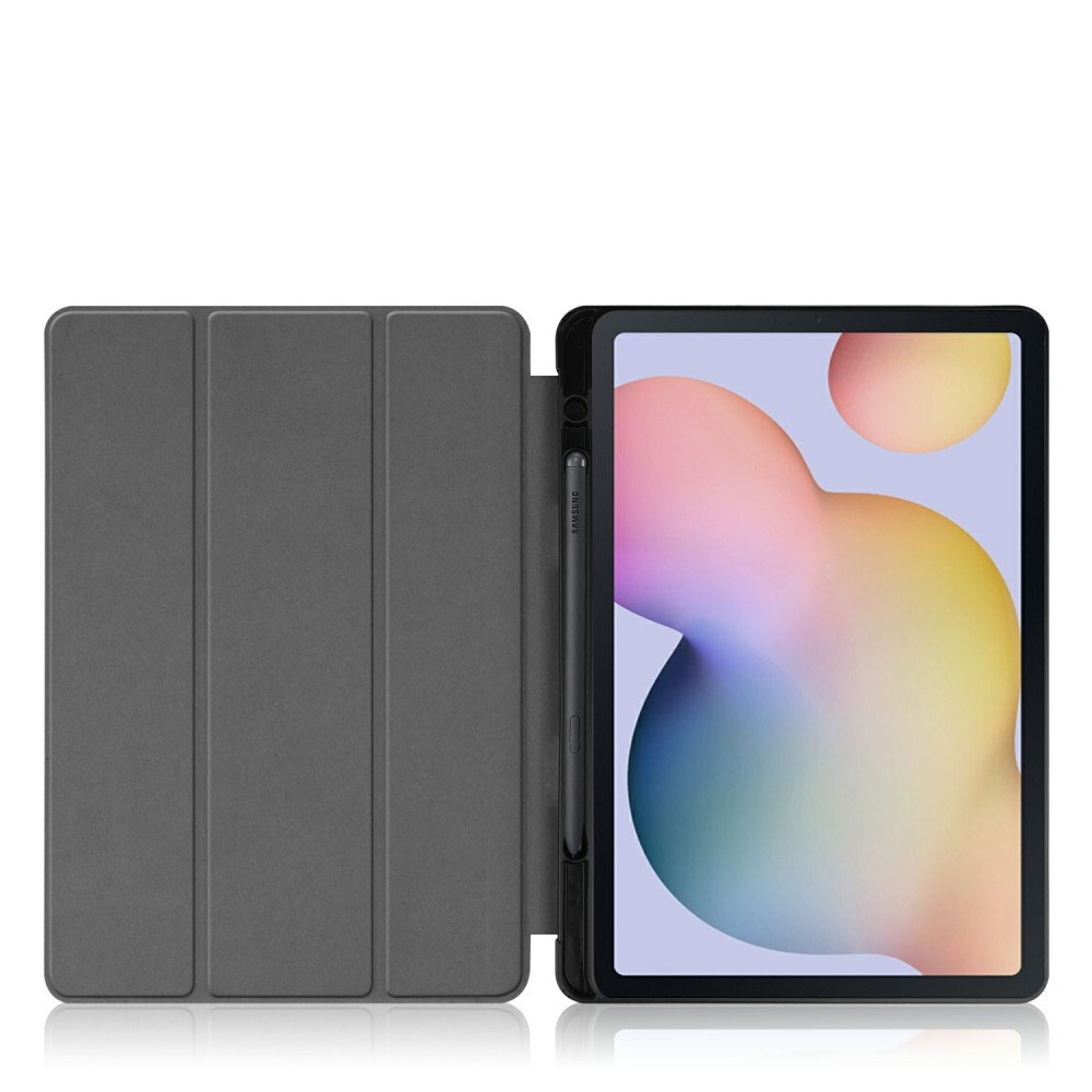 Samsung Galaxy Tab S8 / Tab S7 Flipcase Hülle Ledertasche mit Aufstellfunktion Litchi Look   S-Pen Halterung - Grau