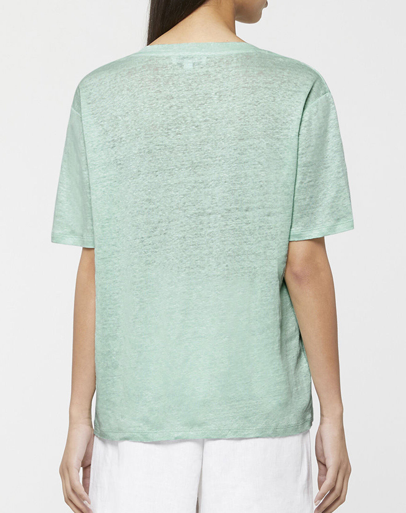 Jodhpur T-Shirt col V Aribo 100% Lin vert clair