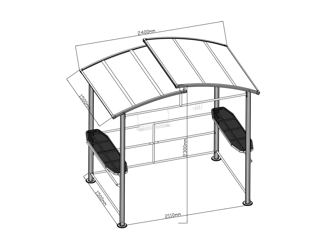 Abri pour barbecue en acier L240 x l150 x H230 cm - EMBERIO
