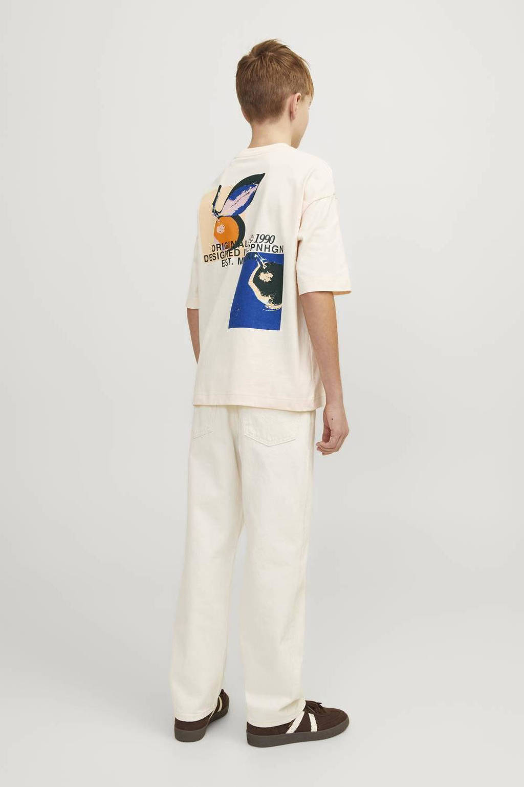 JACK & JONES T-shirt JORTAMPA met backprint ecru