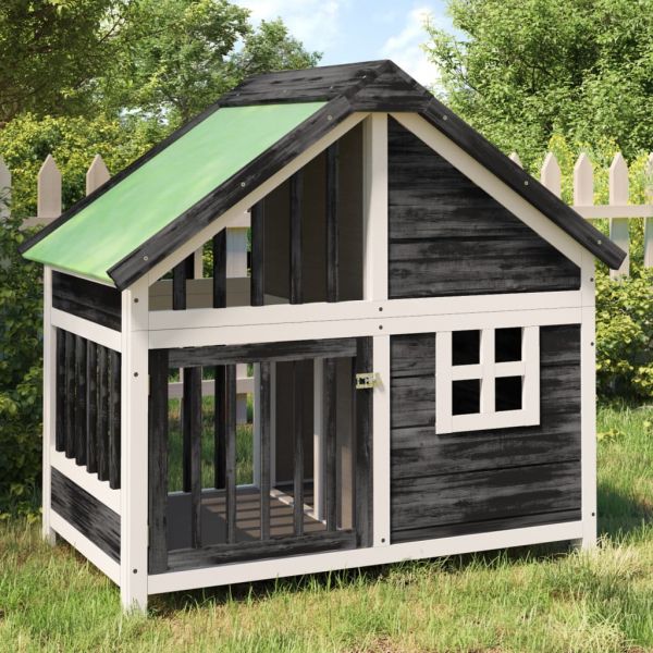 Casota para Cães 96x60,5x87 cm Pinho Maciço Cinzento - 172268 - 172268
