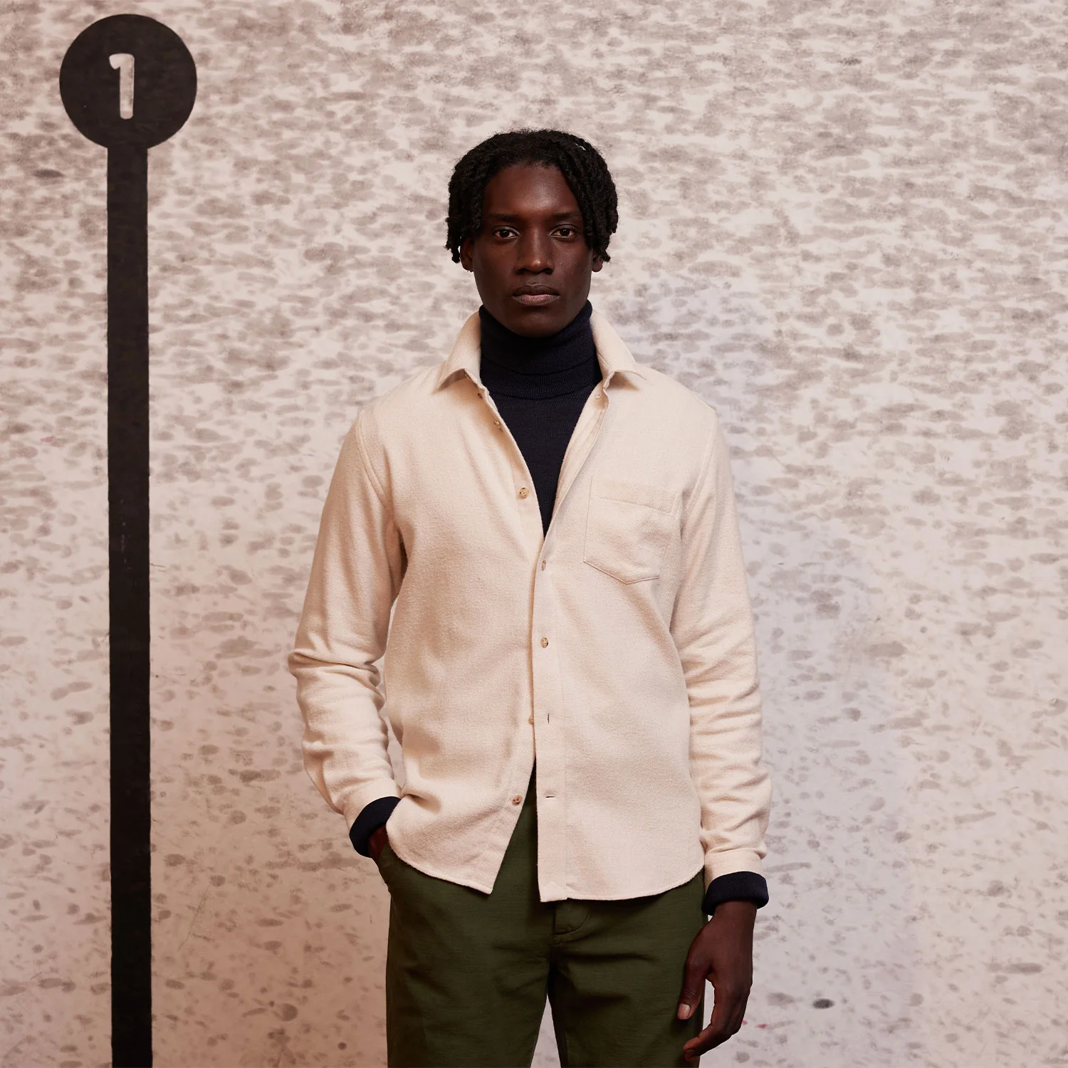Beige organic cotton flannel shirt