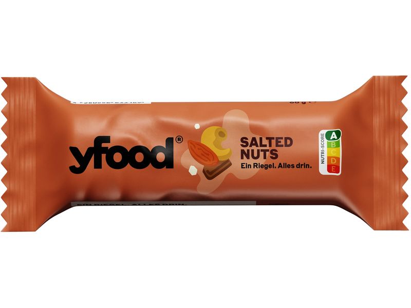 YFOOD Riegel Salted Nuts 12 x 60 g High-Protein Riegel ohne Zuckerzusatz