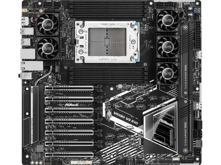 ASRock WRX90 WS EVO - Bundkort - forlænget ATX / SSI EEB - Socket sTR5 - AMD WRX90 Chipset - USB-C 3.2 Gen 2x2, USB4, USB 3.2 Gen 1, USB 3.2 Gen 2 - 10 Gigabit LAN - onboard grafik - HD Audio (8-kanaler)