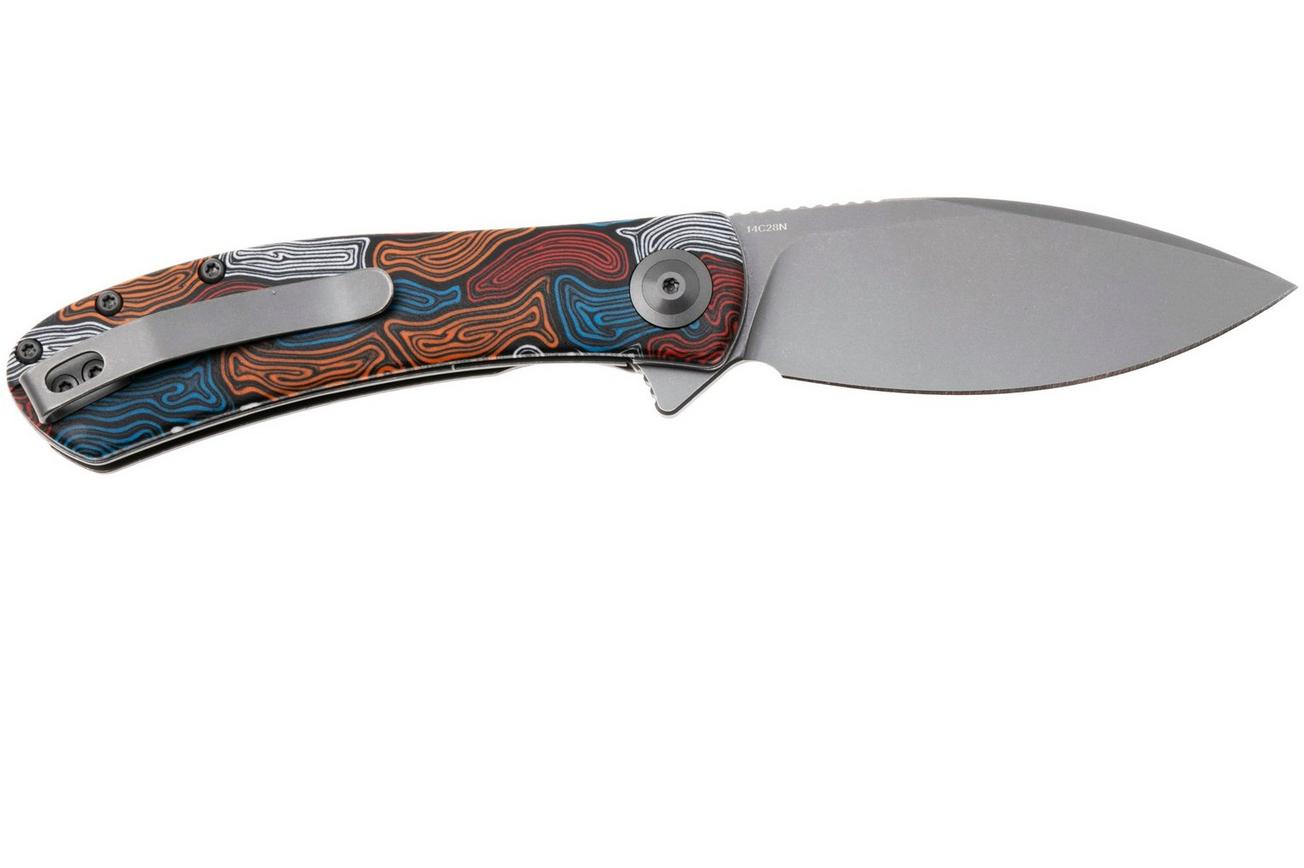 Trollsky Knives Mandu Evo MTE009 Stonewashed 14C28N, Kaleidoscope Turtle G10, zakmes, Michael Trollsky design