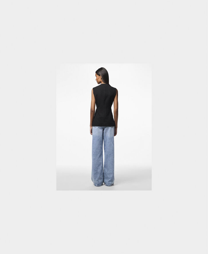Pieces PCKAMIL SL O-NECK LONG VEST D2D Sort
