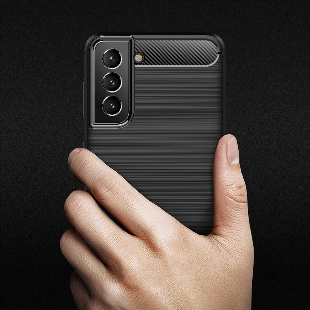 Samsung Galaxy S21 FE 5G Gummi Case Schutzhülle Carbon Look - Dunkelblau