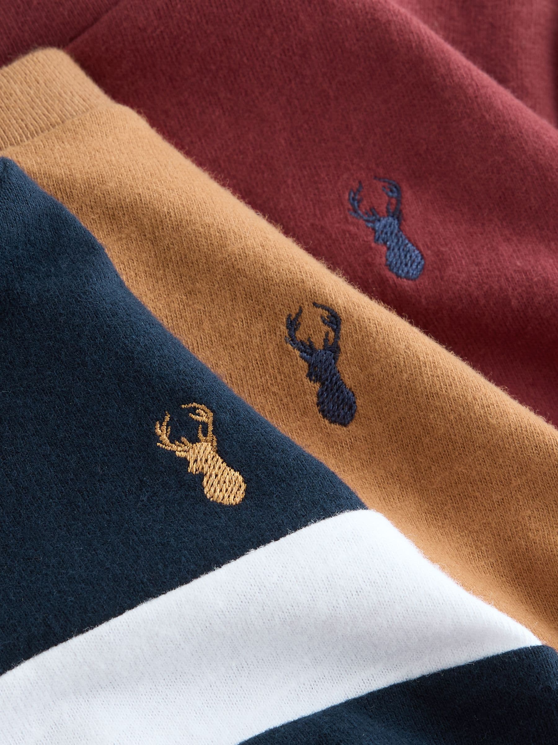 Paarsrood/bruin/marineblauw - Kleurblok T-shirts met lange mouwen 3 verpakking (3-16jr)