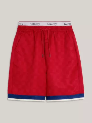 Shorts com cós estampado com logo em padrão xadrez