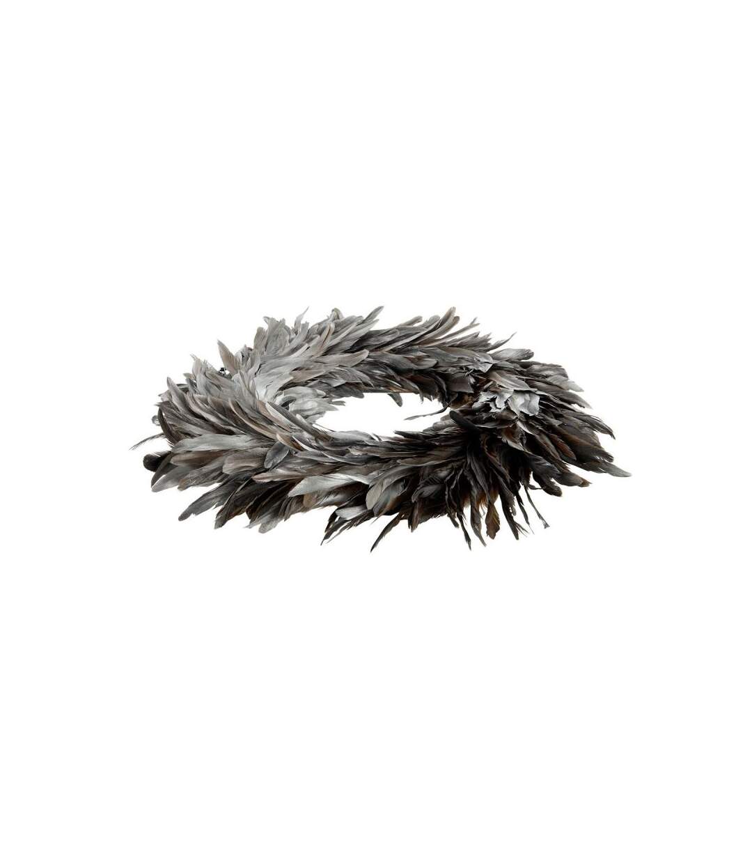 Paris Prix - Couronne Design plumes Déco 55cm Argent