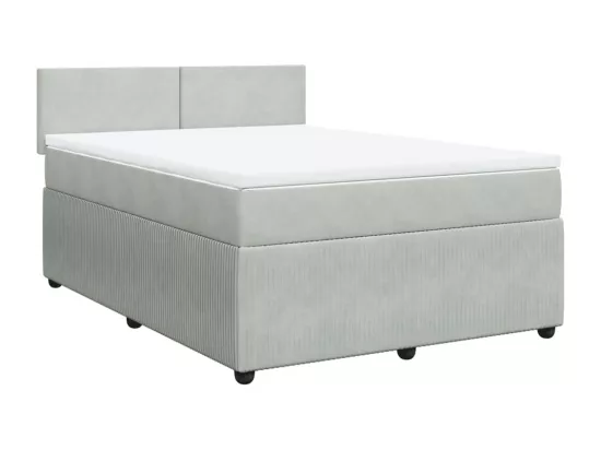 Sommier à lattes de lit et matelas Gris clair 140x190cm Velours