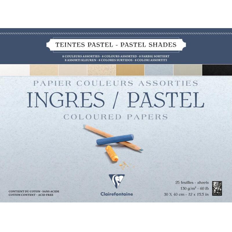 Ingres Pastel bloc collé 25F 30x40cm 130g - Assortiment pastel