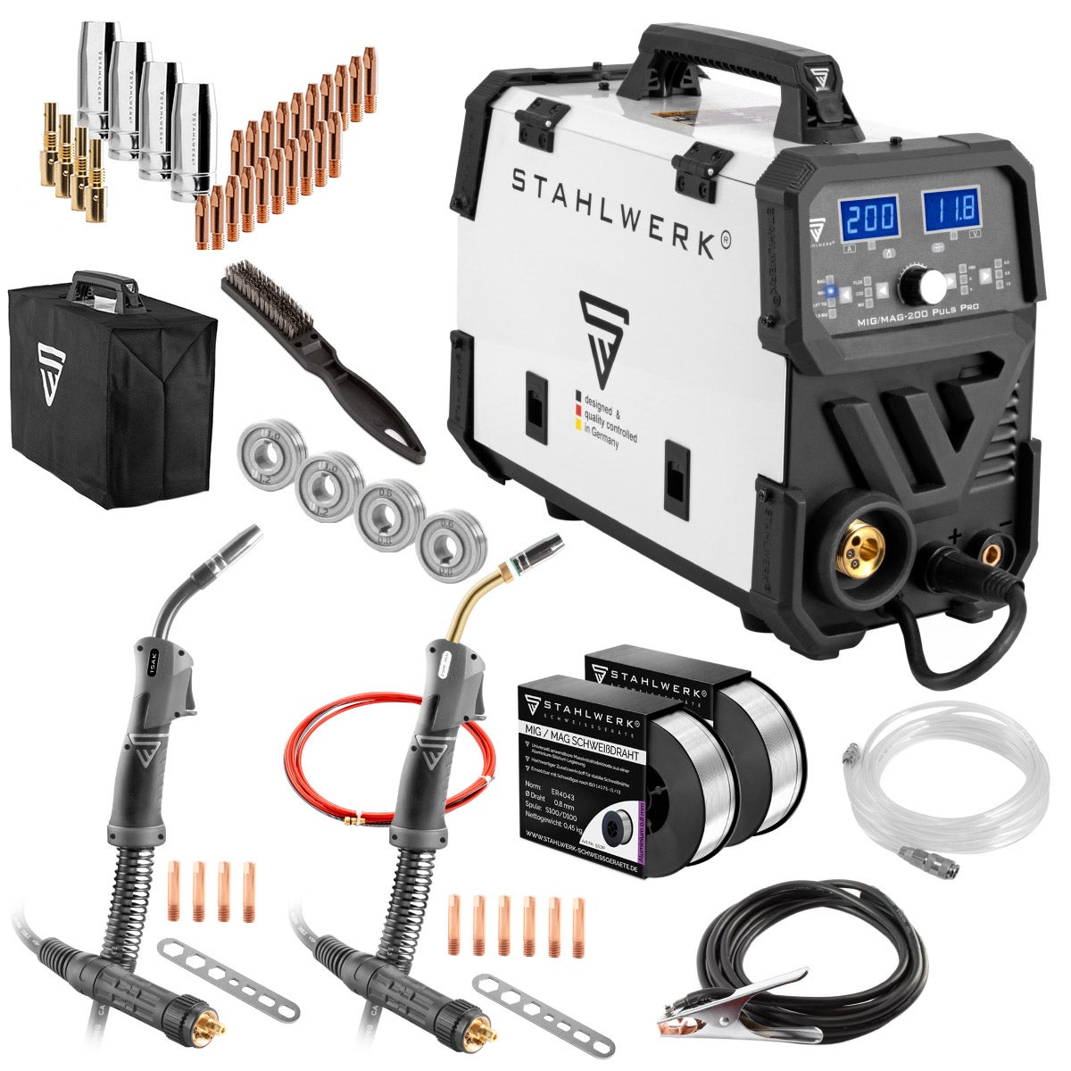 STAHLWERK MIG/MAG 200 Pulse Pro IGBT gasbeschermd lasapparaat, 200 Amp