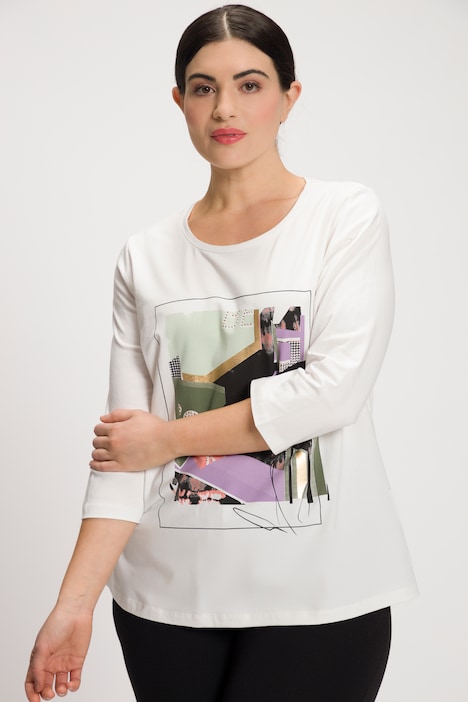 Shirt, Blüten, Classic, Rundhals, 3/4-Arm