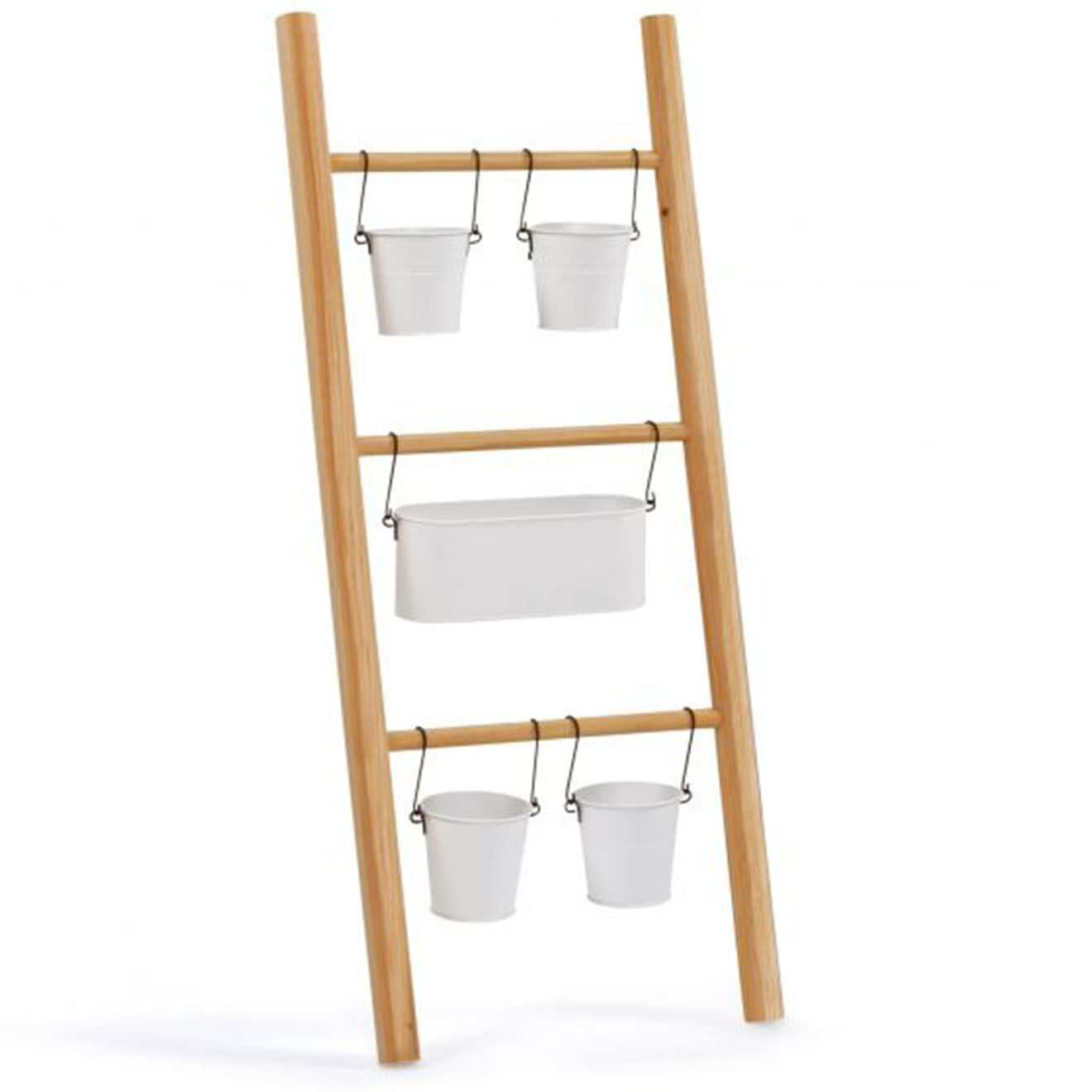 Pratik Garden Echelle bois déco avec 5 pots - 43x4x100 cm