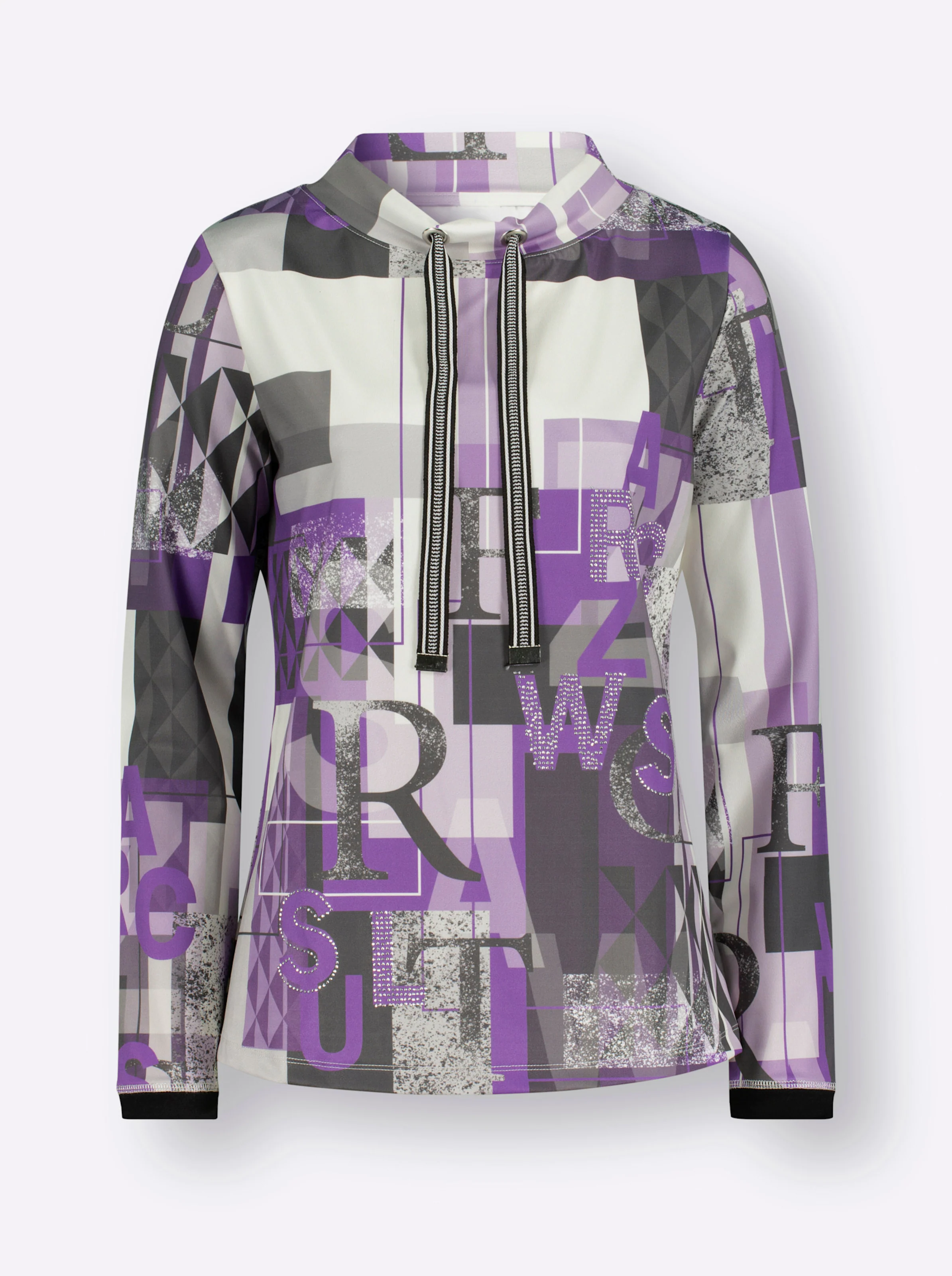 Sweatshirt in lila-gemustert