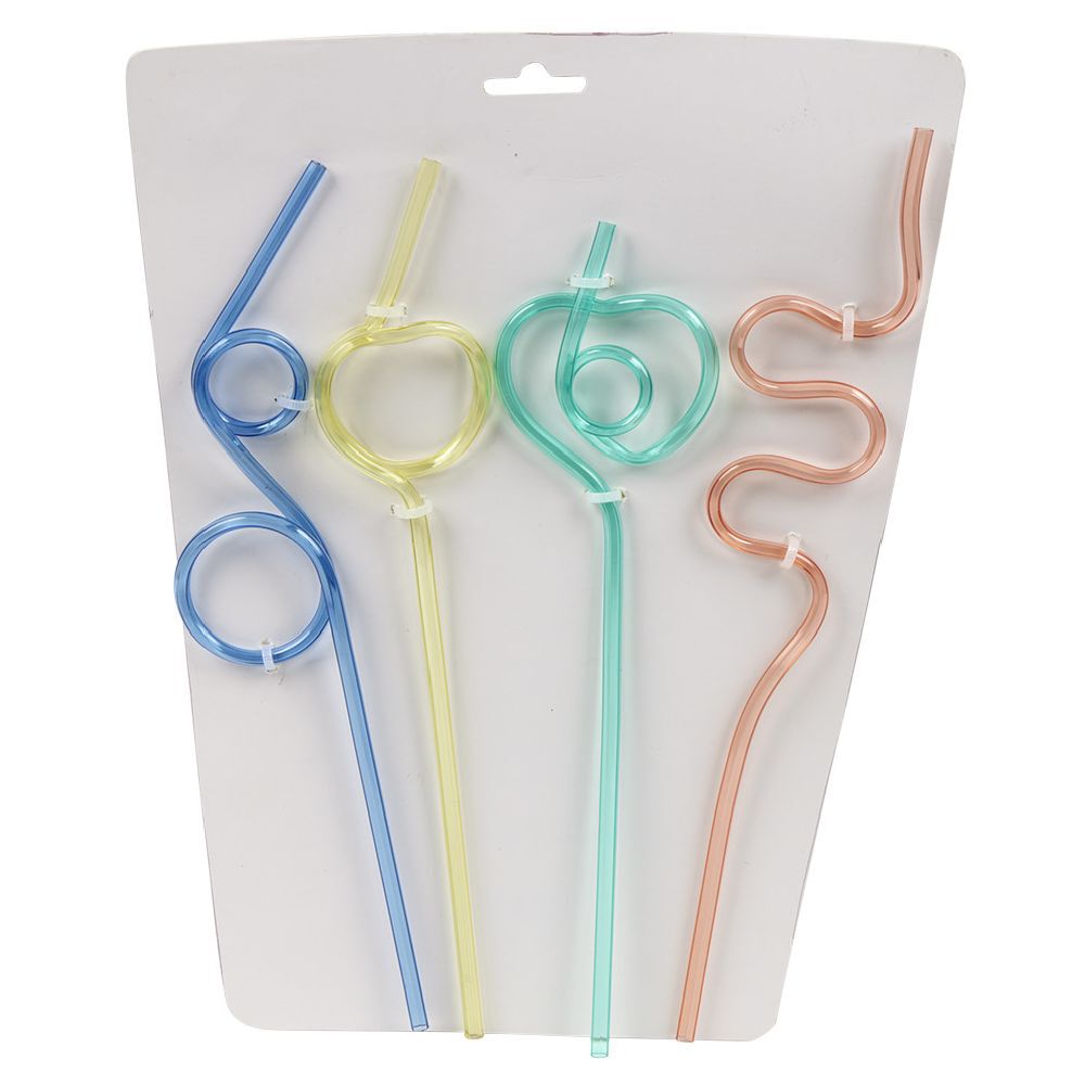 Paille forme tordue plastique réutilisable - Ø0,5x4xH24cm