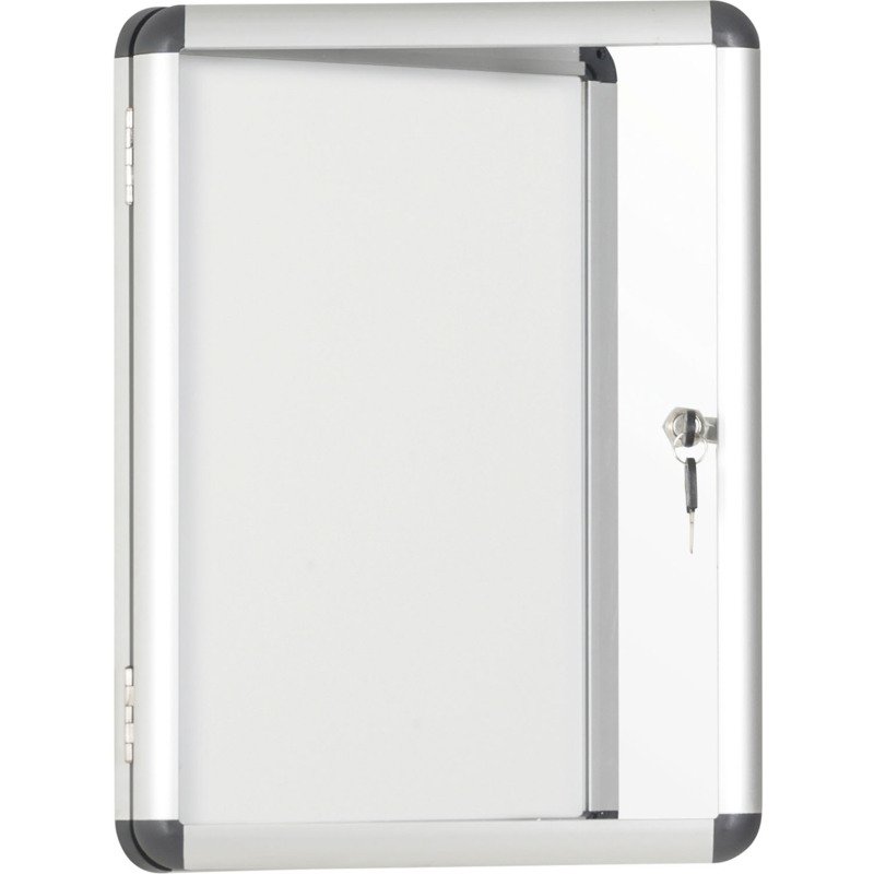 Vitrine intérieure acier laqué porte battante cadre aluminium Bi-Office Enclore - 2 feuilles